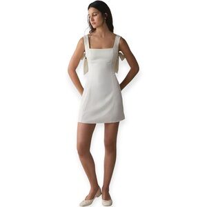 Urban Outfitters Bri Double Bow babydoll Satin Mini Dress White Size XL